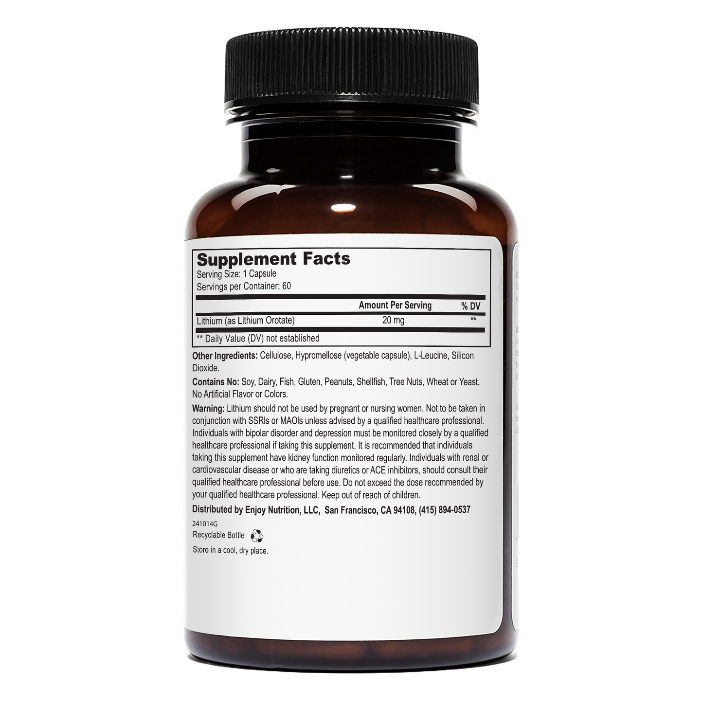 Lithium Orotate 20mg 60 Vegetarian Capsules