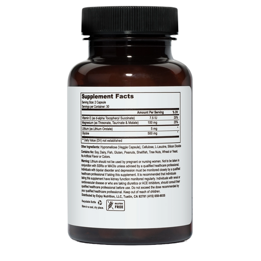 Lithium Orotate 5mg + Magnesium + Vitamin E 60 Vegetarian Capsules