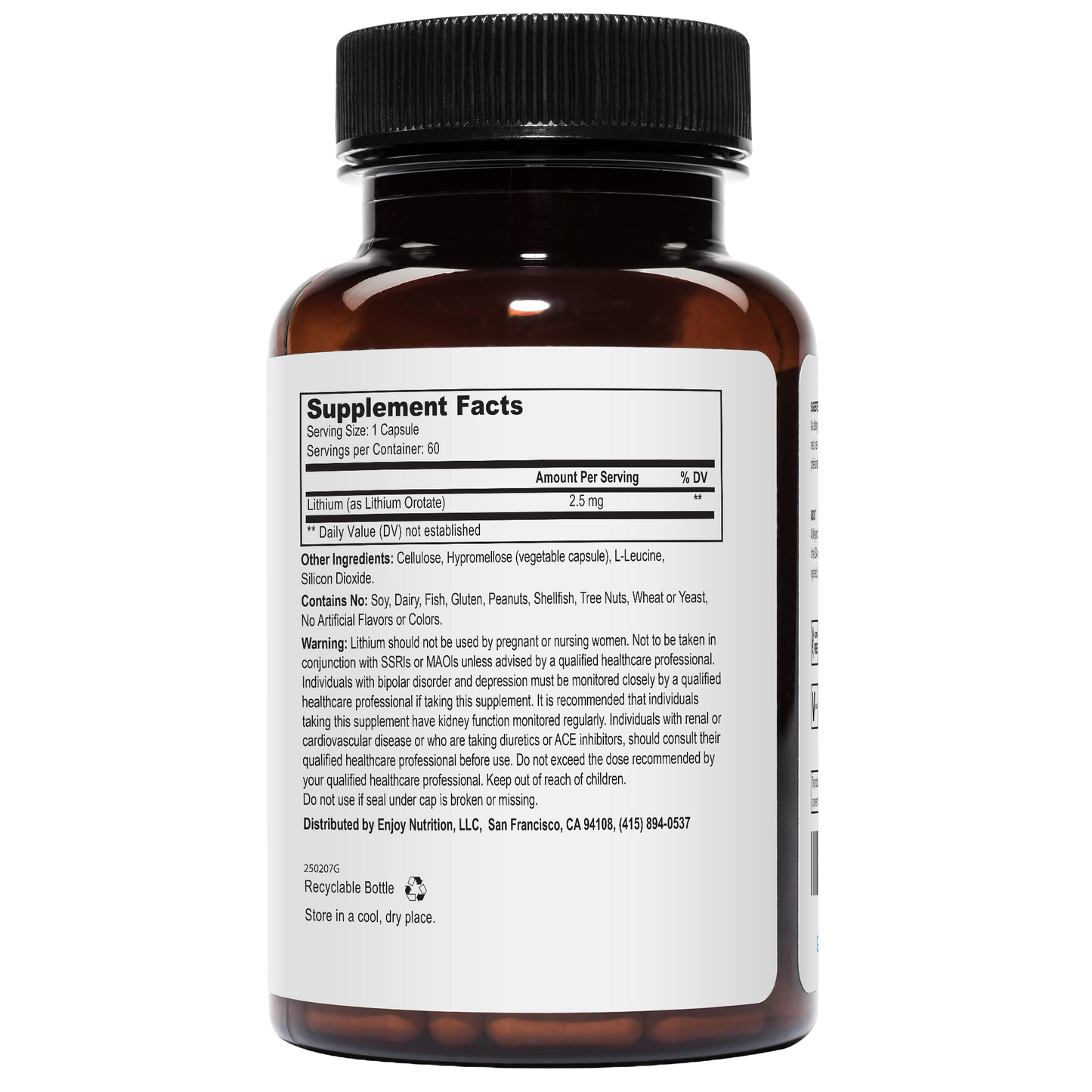 Lithium Orotate 2.5mg 60 Vegetarian Capsules