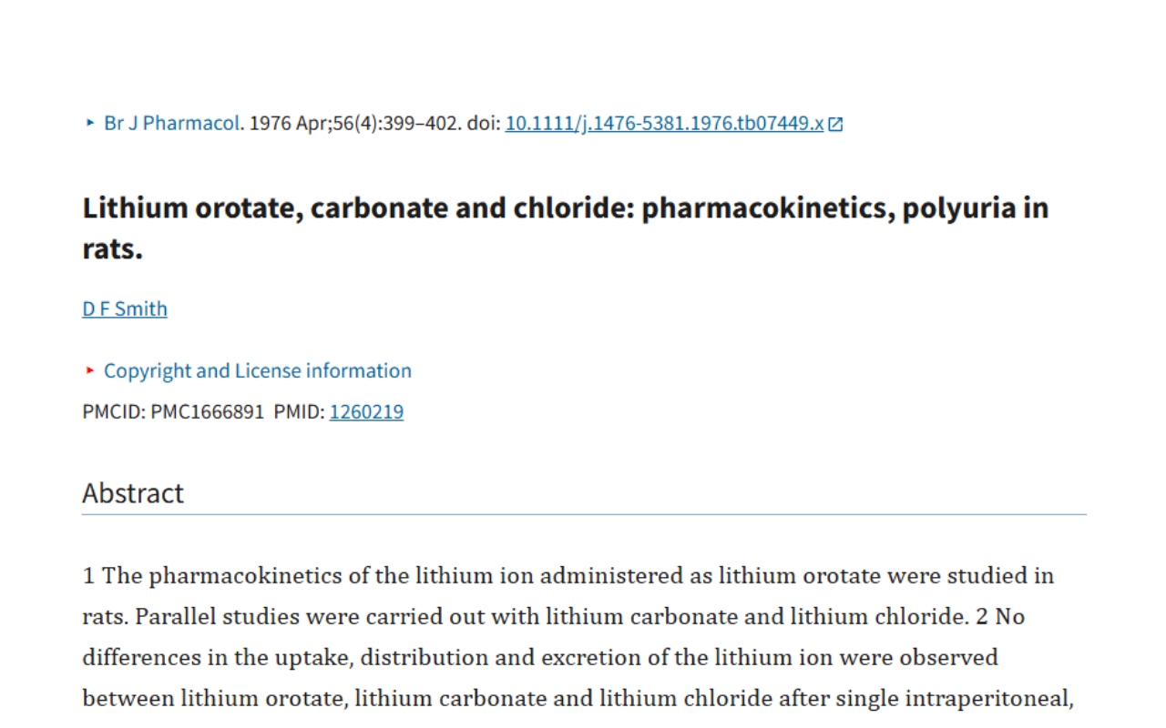 Lithium orotate, carbonate and chloride study