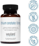 Weyland Brain Nutrition: Lithium Orotate 10mg (1 Bottle), 60 Vegetarian Capsules