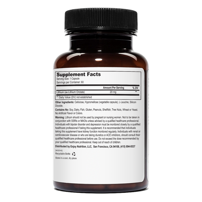 Lithium Orotate 20mg 60 Vegetarian Capsules