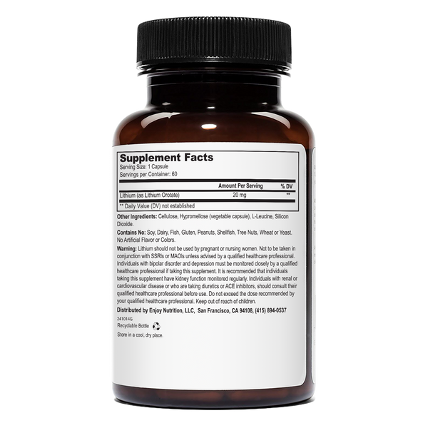 Lithium Orotate 20mg 60 Vegetarian Capsules