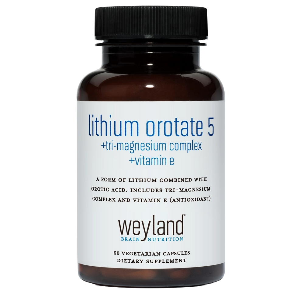 Lithium Orotate 5mg + Magnesium + Vitamin E 60 Vegetarian Capsules