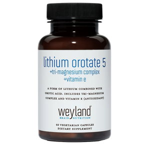 Lithium Orotate 5mg + Magnesium + Vitamin E 60 Vegetarian Capsules