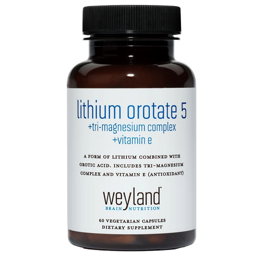 Lithium Orotate 5mg + Magnesium + Vitamin E 60 Vegetarian Capsules