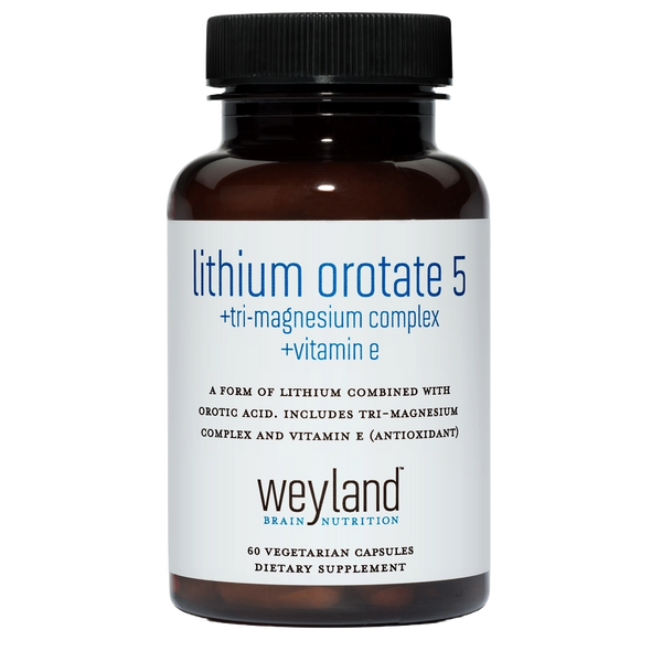 Lithium Orotate 5mg + Magnesium + Vitamin E 60 Vegetarian Capsules