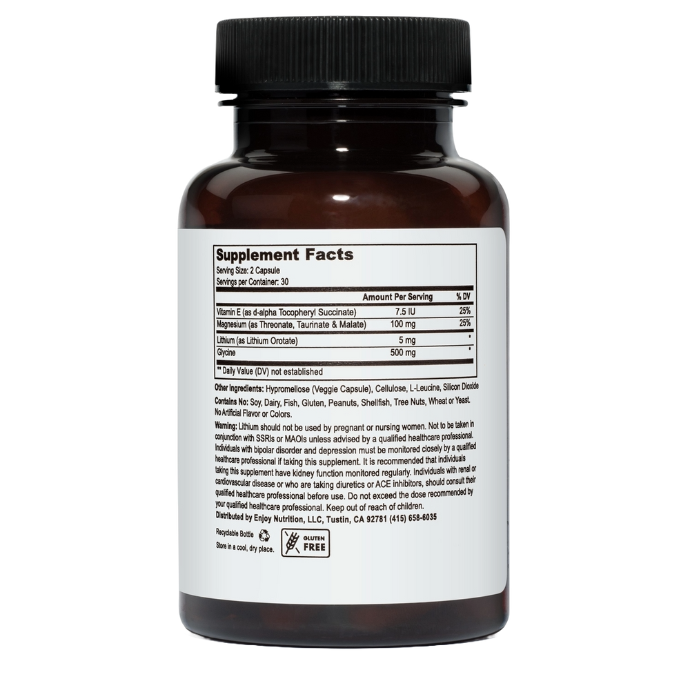 Lithium Orotate 5mg + Magnesium + Vitamin E 60 Vegetarian Capsules