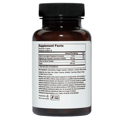 Lithium Orotate 5mg + Magnesium + Vitamin E 60 Vegetarian Capsules
