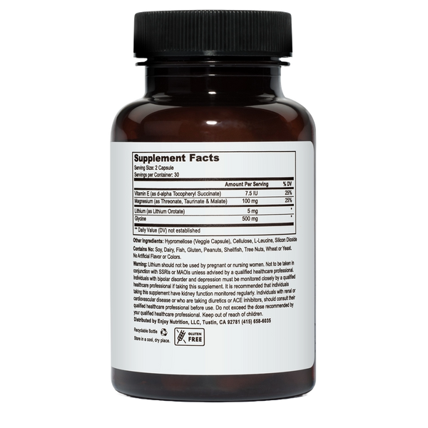 Lithium Orotate 5mg + Magnesium + Vitamin E 60 Vegetarian Capsules