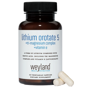 Lithium Orotate 5mg + Magnesium + Vitamin E 60 Vegetarian Capsules