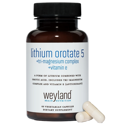Lithium Orotate 5mg + Magnesium + Vitamin E 60 Vegetarian Capsules