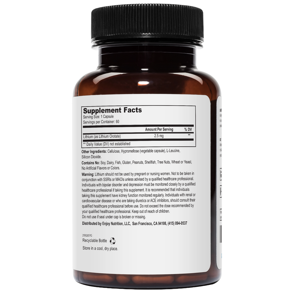Lithium Orotate 2.5mg 60 Vegetarian Capsules