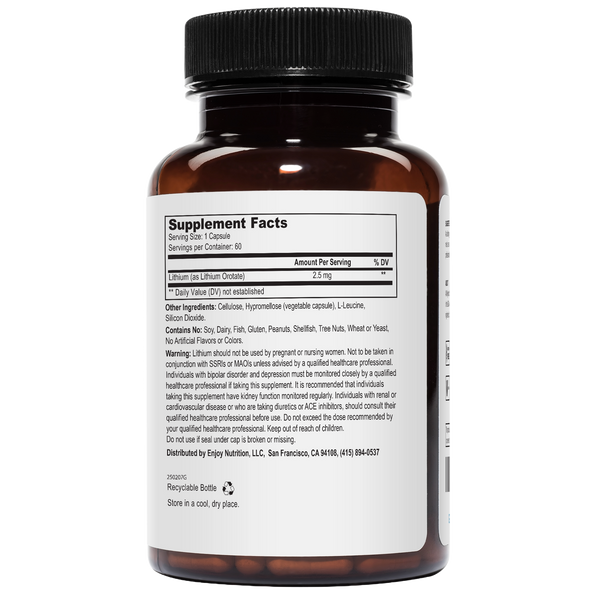 Lithium Orotate 2.5mg 60 Vegetarian Capsules