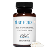Weyland Brain Nutrition: Lithium Orotate 10mg (1 Bottle), 60 Vegetarian Capsules